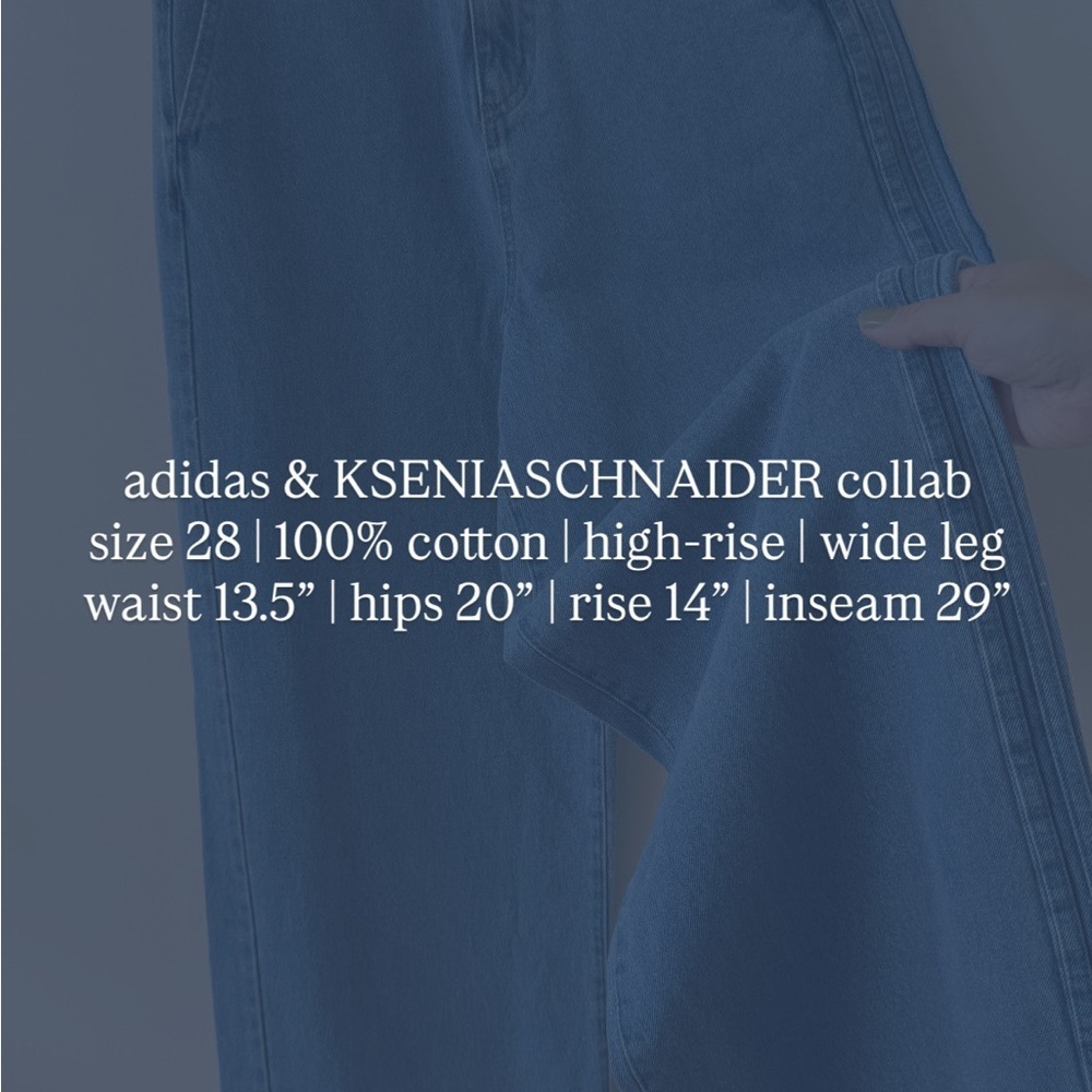 adidas & KSENIASCHNAIDER collab wide leg denim - size 28 - Picture 10 of 10